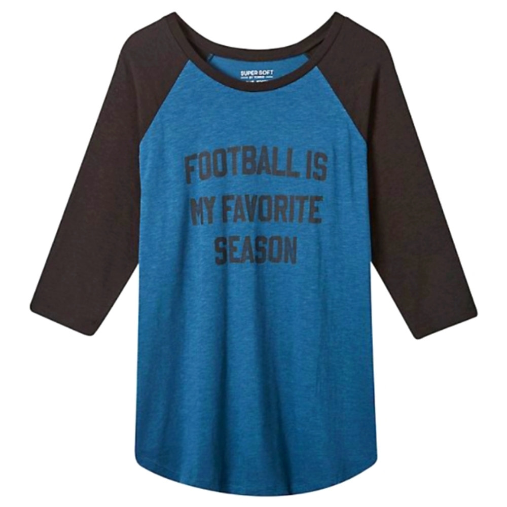 3X Super Soft Slub Baseball Tee "Football Season" by Torrid- Blue &Black 3X NWT